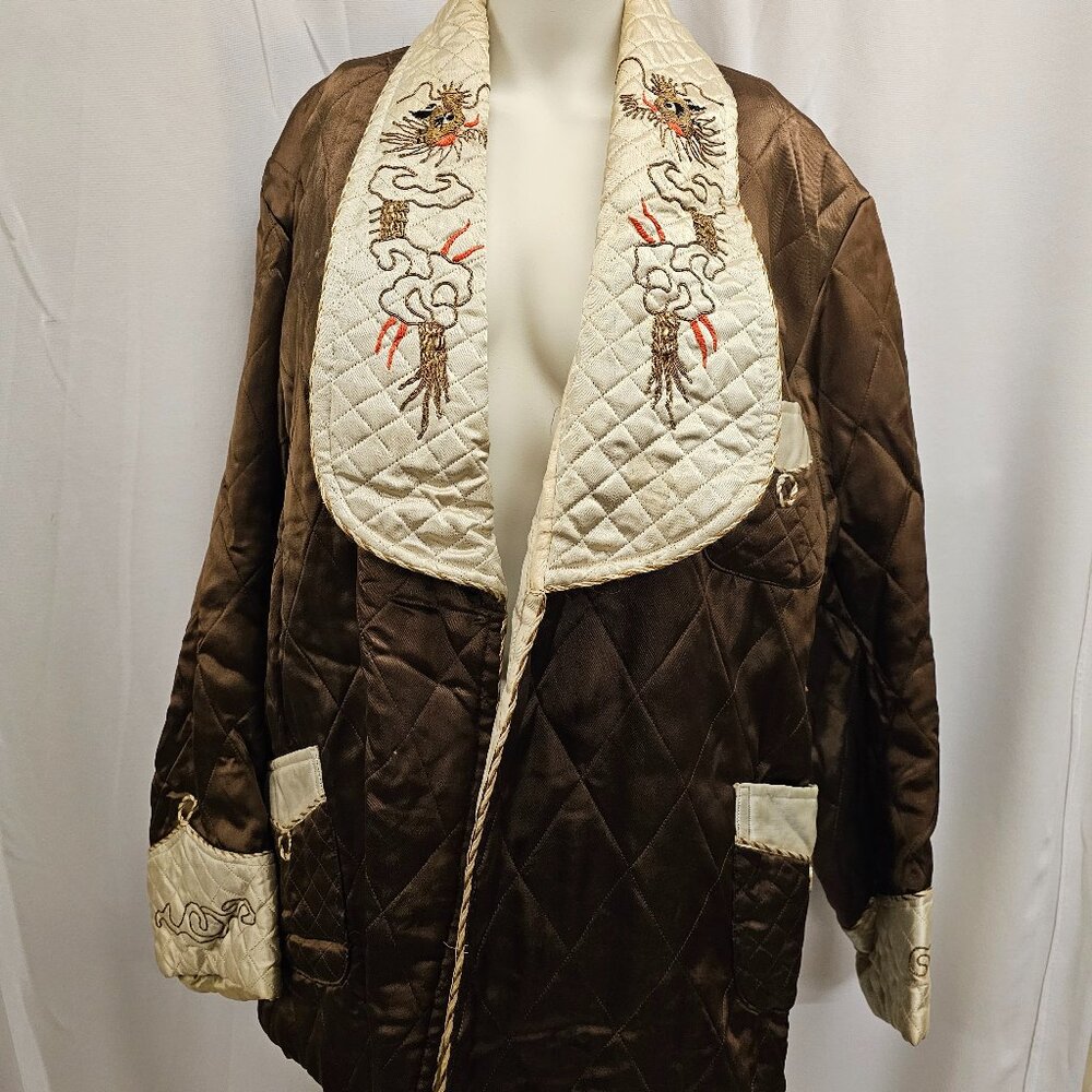 Vintage Brown Silk Japanese Quilted Jacket